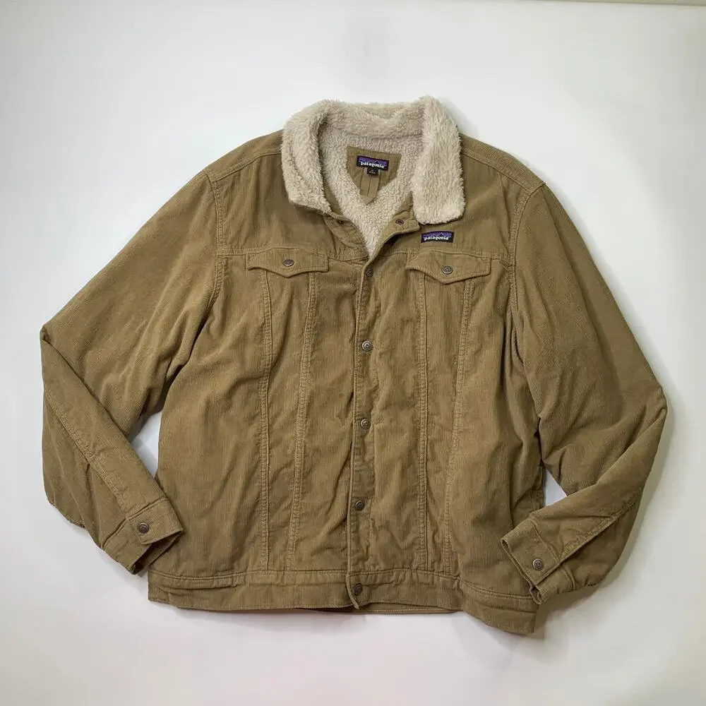 Patagonia Jacket Mens XL Extra Large Cobblestone Pile Lined Trucker Corduroy
